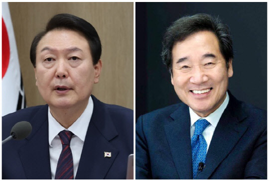 윤석열 대통령(왼쪽)과 이낙연 전 국무총리. <이낙연 SNS, 대통령실 제공>